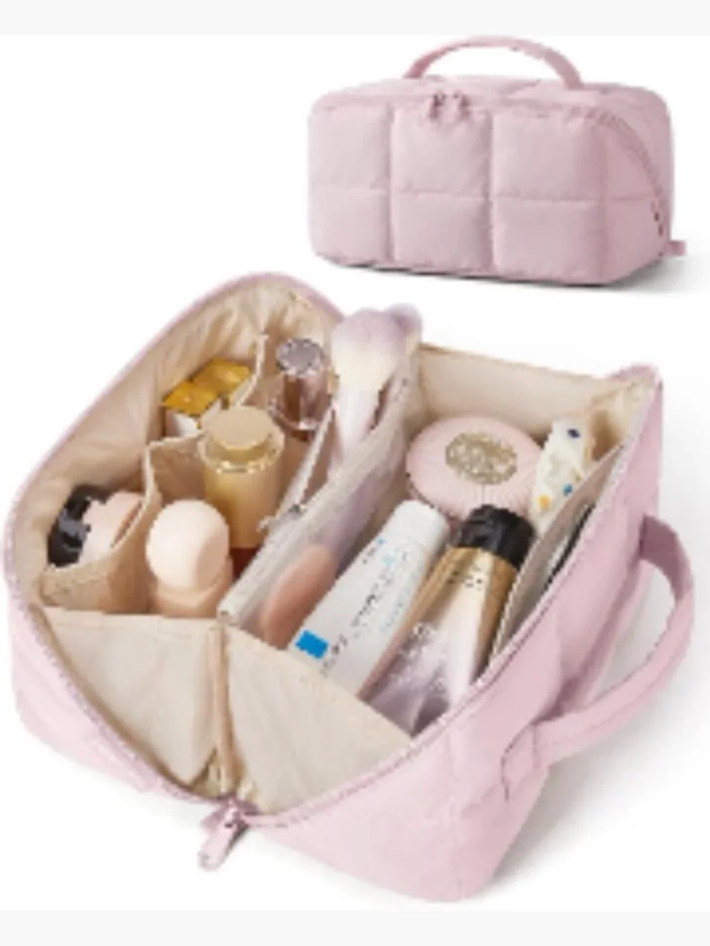 Flat-Open Travel Makeup Bag Organizer Water-Resistant Cosmetic Case